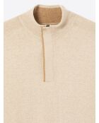 Pull col montant en Coton & Cachemire ivoire