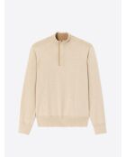 Pull col montant en Coton & Cachemire ivoire