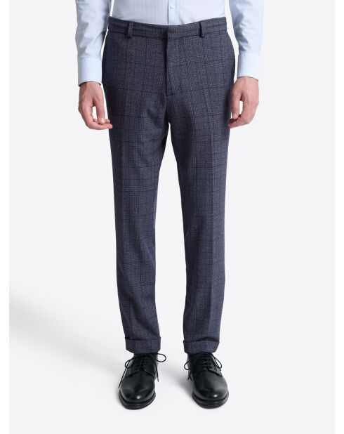 Pantalon de costume taille élastique bleu