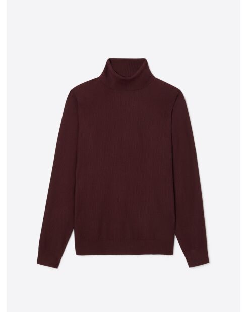 Pull col roulé en jacquard merlot