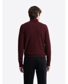 Pull col roulé en jacquard merlot