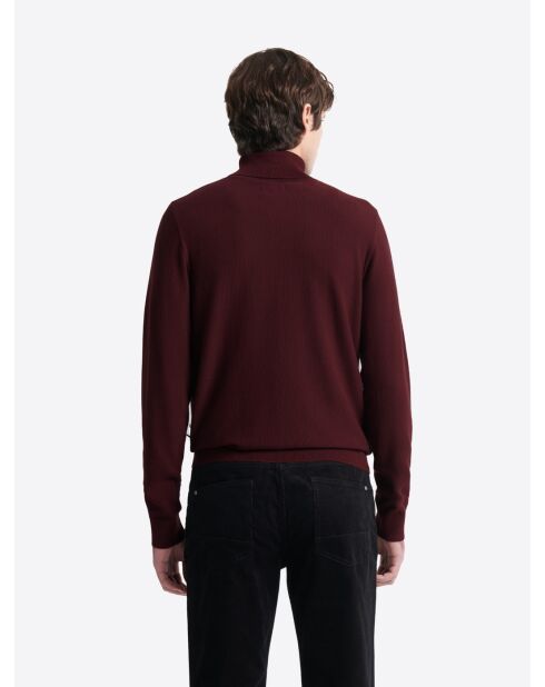 Pull col roulé en jacquard merlot