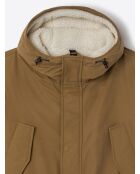 Parka à capuche en coton camel