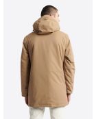 Parka à capuche en coton camel