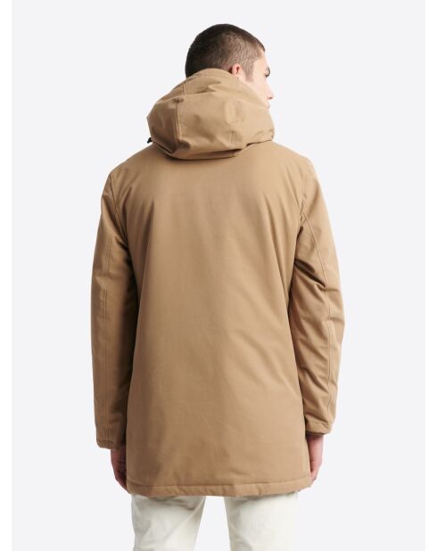 Parka à capuche en coton camel