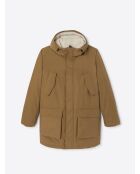 Parka à capuche en coton camel