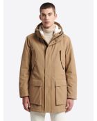 Parka à capuche en coton camel