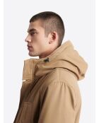 Parka à capuche en coton camel