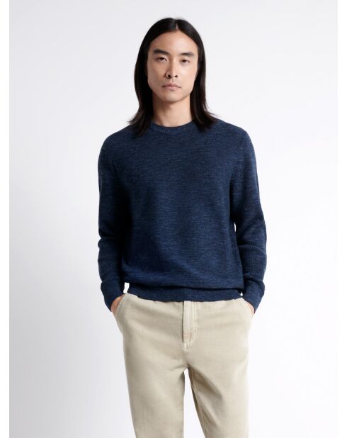 Pull col rond 100% Coton bleu capitaine