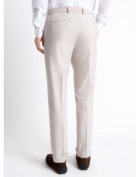 Pantalon bistretch taille élastiquée grège