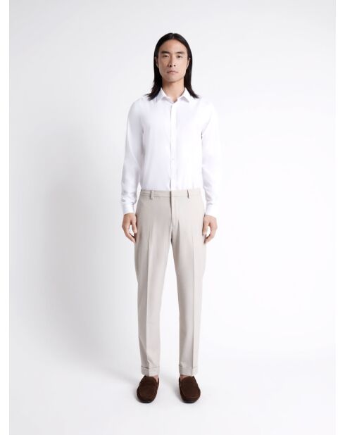 Pantalon bistretch taille élastiquée grège