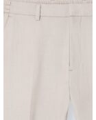 Pantalon bistretch taille élastiquée grège