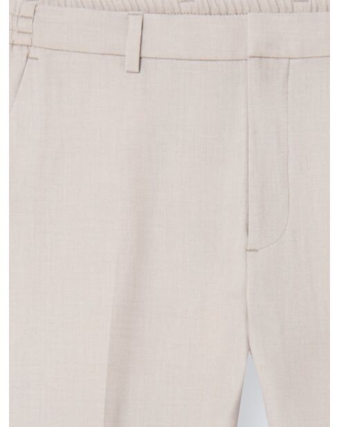 Pantalon bistretch taille élastiquée grège