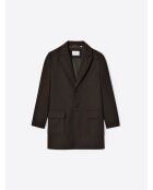 Pardessus fantaisie en laine mélangée chocolat