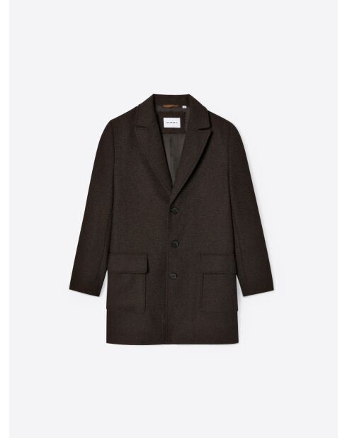 Pardessus fantaisie en laine mélangée chocolat