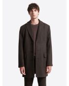 Pardessus fantaisie en laine mélangée chocolat