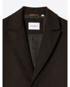 Pardessus fantaisie en laine mélangée chocolat