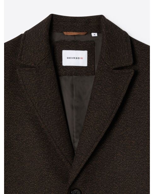 Pardessus fantaisie en laine mélangée chocolat