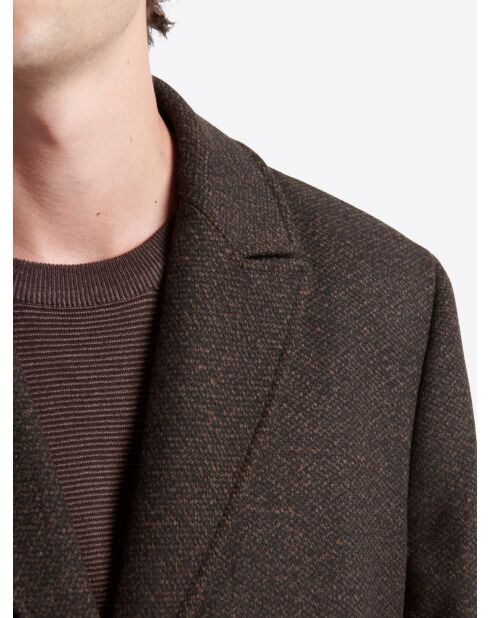 Pardessus fantaisie en laine mélangée chocolat