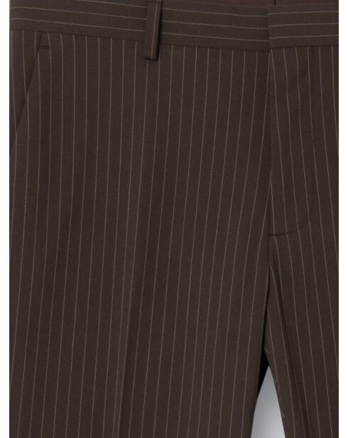 Pantalon de costume en matière recyclée marron café