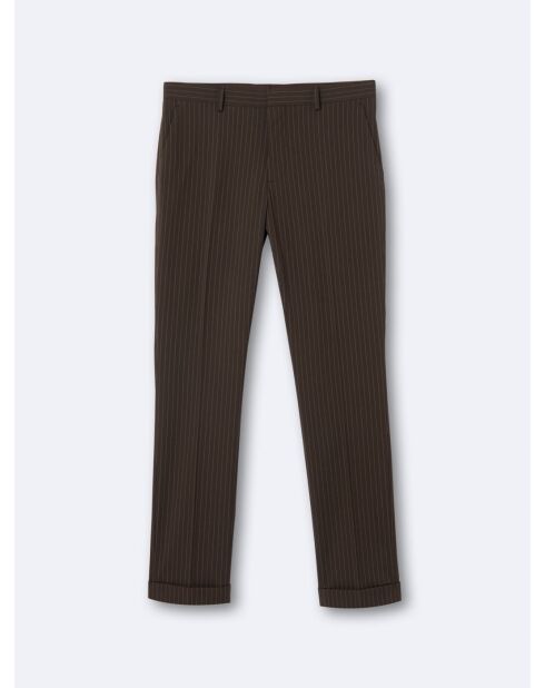 Pantalon de costume en matière recyclée marron café