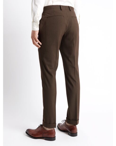 Pantalon de costume en matière recyclée marron café