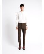 Pantalon de costume en matière recyclée marron café