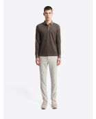 Polo manches longues chiné en Coton mélangé chocolat