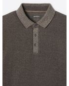 Polo manches longues chiné en Coton mélangé chocolat