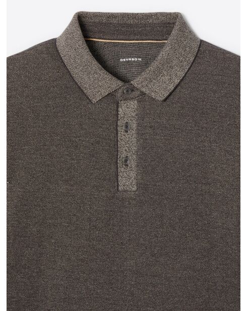 Polo manches longues chiné en Coton mélangé chocolat