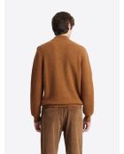 Pull col cheminée chiné épaule boutonnée citrouille