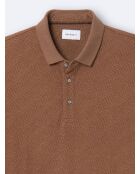 Polo manches courtes à relief en Coton caramel 3