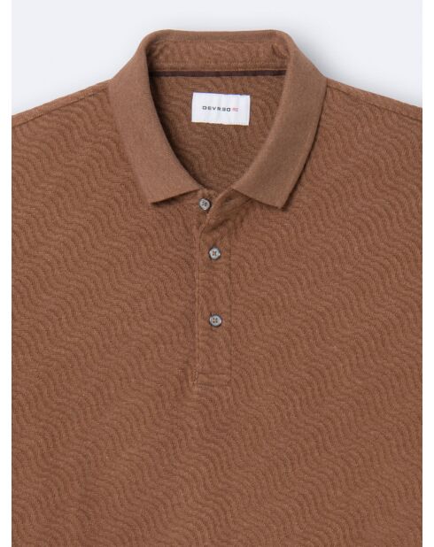 Polo manches courtes à relief en Coton caramel 3