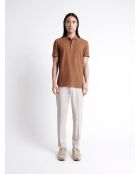 Polo manches courtes à relief en Coton caramel 3