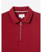 Polo manches longues regular col zippé rouge ocre