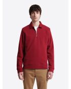Polo manches longues regular col zippé rouge ocre