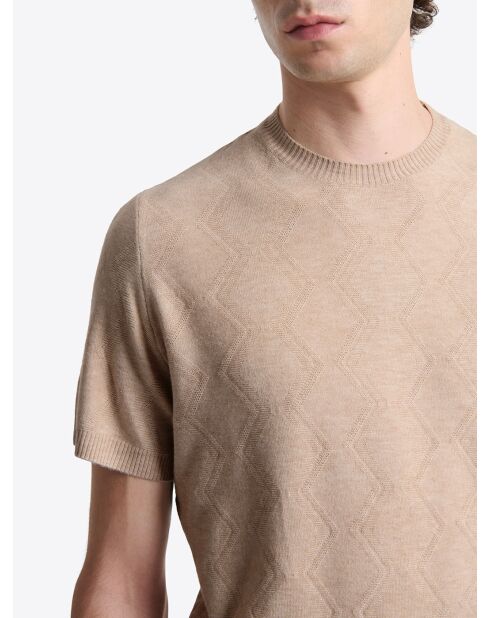 T-shirt maille structurée beige gris