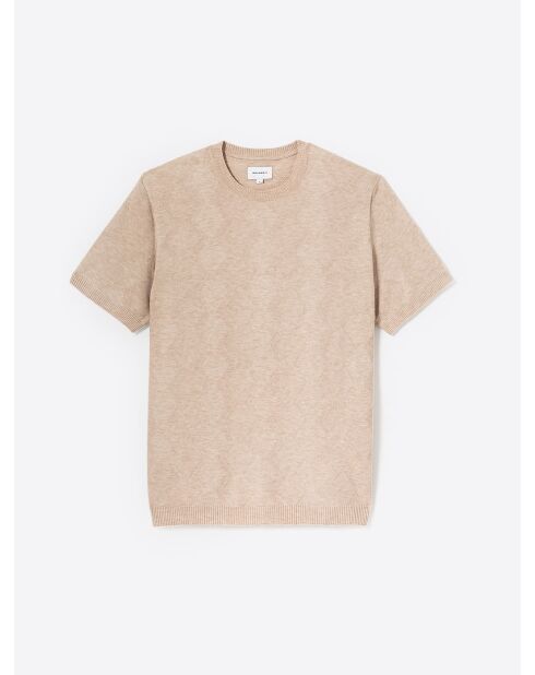 T-shirt maille structurée beige gris