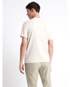 T-shirt col rond en Coton fleuri grège