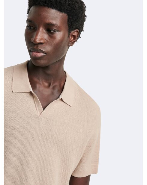 Polo maille col ouvert en Coton bio ficelle