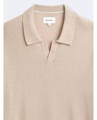 Polo maille col ouvert en Coton bio ficelle