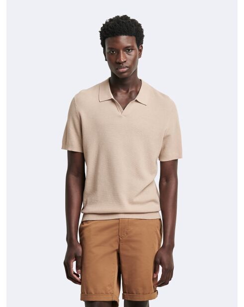 Polo maille col ouvert en Coton bio ficelle