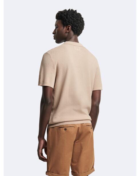 Polo maille col ouvert en Coton bio ficelle