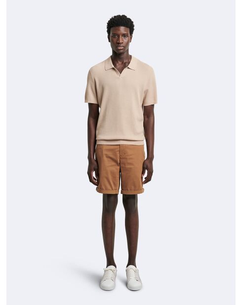 Polo maille col ouvert en Coton bio ficelle