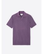Polo maille col v 100% Coton violet