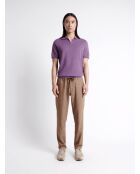 Polo maille col v 100% Coton violet