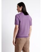 Polo maille col v 100% Coton violet