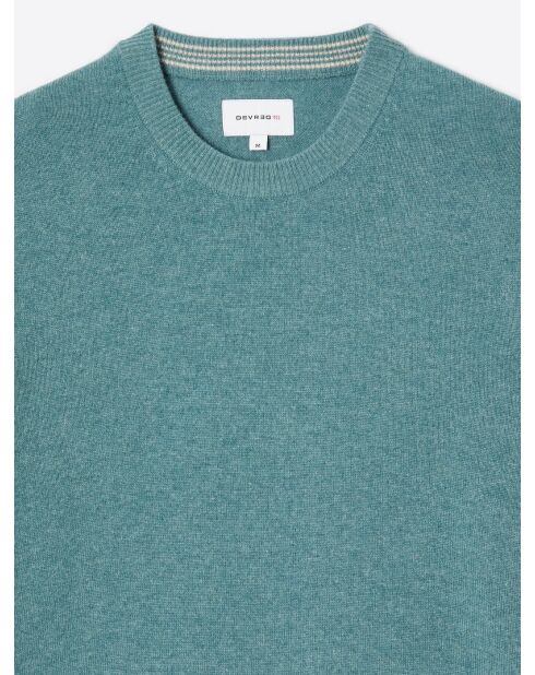 Pull col rond 100% Cachemire chiné vert mer