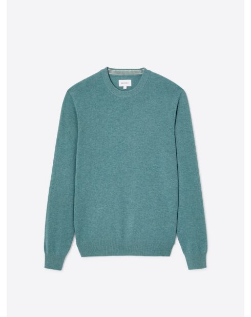 Pull col rond 100% Cachemire chiné vert mer