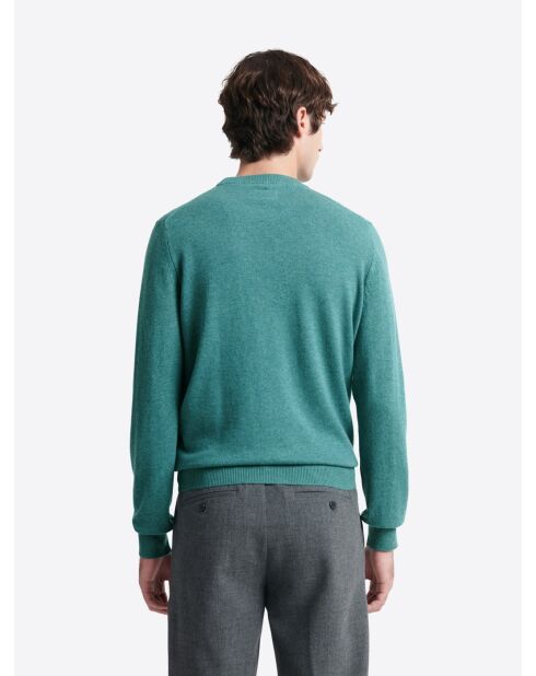 Pull col rond 100% Cachemire chiné vert mer